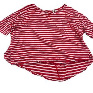 Cato Active Red & White Striped Womens Plus Size Top 18/20W short sleeves‎ knit